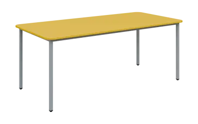 JSBR 190N Jídelní stůl 1900 x 900 mm, deska žlutá odio / podnož stříbrná